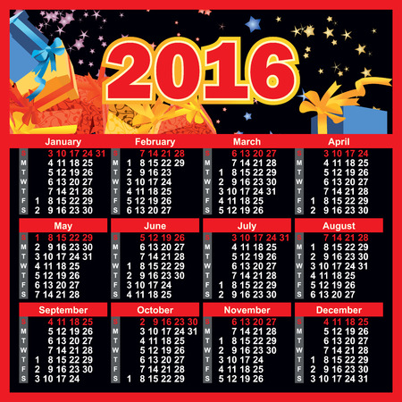 2016 year calendar englishのイラスト素材