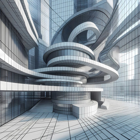 Abstract architecture background. 3d render of a modern building interior.の素材