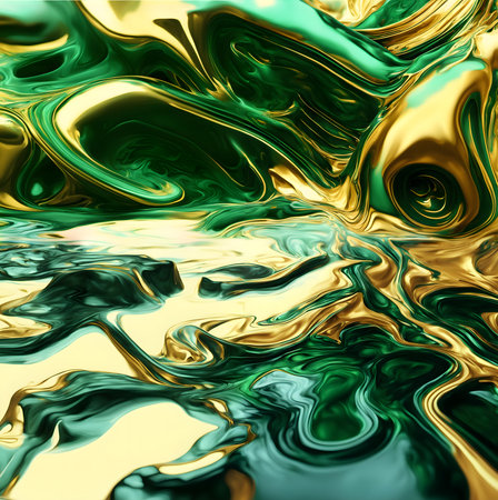 abstract background with green and yellow waves, digitally generated image.の素材