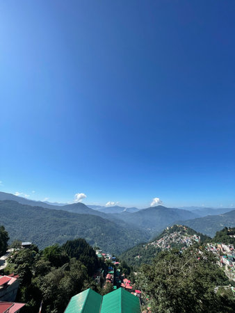 View of Kathmandu from Swayambhunath area in Nepalの写真素材