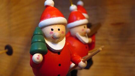 Wooden Santa Claus Christmas Tree Ornamentsの写真素材