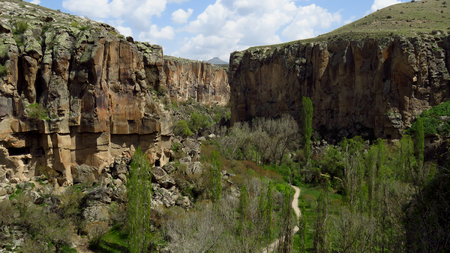 Panoramic View of Ihlara Valley in Cappadociaの写真素材