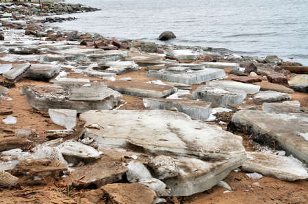 Ice floe on the shore of the seaの写真素材