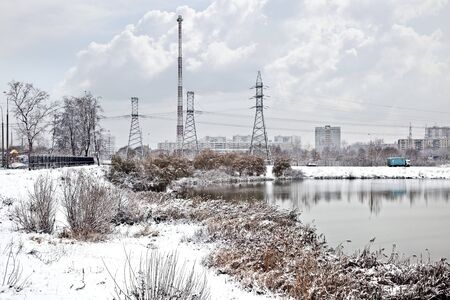 First snow, landscapeの写真素材