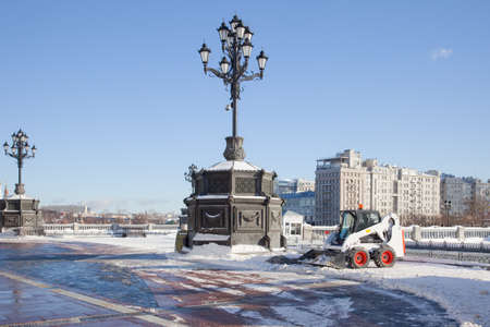 Cleaning of the snowの写真素材