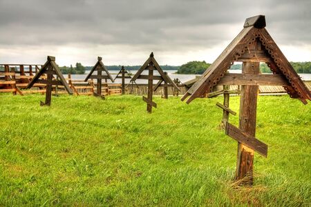 Cemetery on an island  Kizhiの写真素材