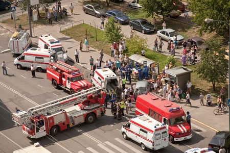 Injury of man on the stopping of the busのeditorial素材