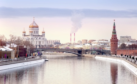 Winter landscape of city of Moscowの写真素材