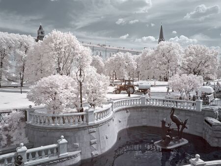 Infrared photo. Streets and area in the Moscow cityのeditorial素材