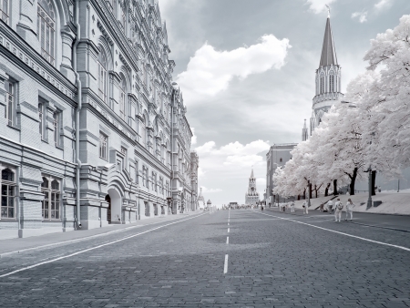 Infrared photo. Streets and area in the Moscow cityのeditorial素材