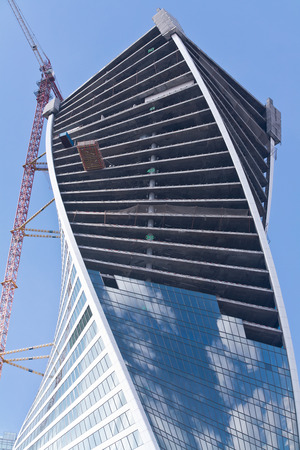 RUSSIA, MOSCOW - April 10,2014  Towers of modern international exhibition complex Moscow-Cityのeditorial素材
