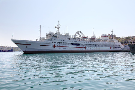 CRIMEA, SEVASTOPOL - May 10, 2009: Bay of city Sevastopol. Warships of the black Sea fleetのeditorial素材