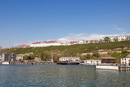 CRIMEA, SEVASTOPOL - May 10, 2009: The building of Moscow State University on the shore of the bay in Sevastopolのeditorial素材