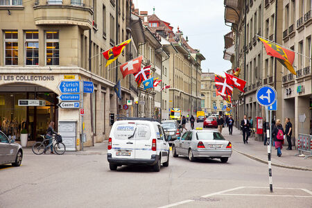SWITZERLAND, BERN - May 06.2014: Houses and streets in the historic centerのeditorial素材