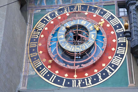 SWITZERLAND, BERN - May 06.2014: Famous Zodiac watches Caspar Brunner. Clock was installed in 1530 and were the main clock in Bernのeditorial素材