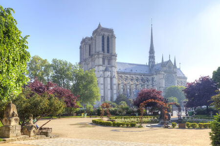 View of the most famous cathedral, France, Notre Dame de Parisのeditorial素材