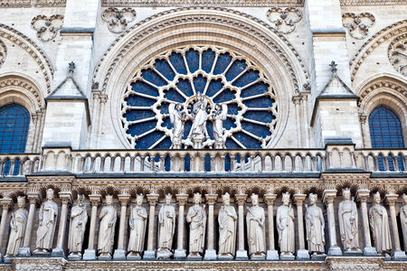 View of the most famous cathedral, France, Notre Dame de Parisのeditorial素材
