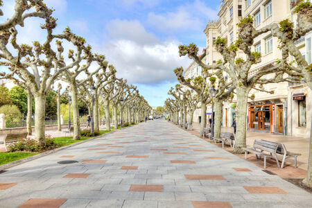 SPAIN, BURGOS - May 02.2014: Wide boulevard on the embankment of the river Arlanzonのeditorial素材