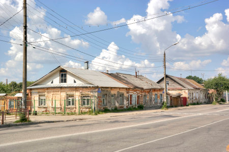 Old dilapidated houses in the city of Tver