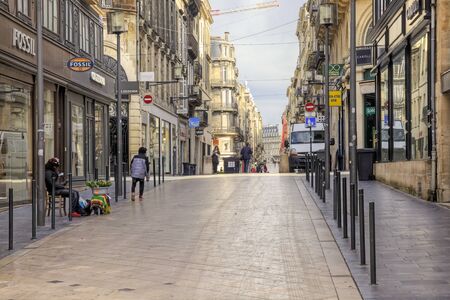 FRANCE, BORDEAUX - May 01. 2014: Streets and squares in the historic center of the ancient city in...