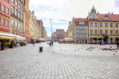 POLAND, WROCLAW - May 08.2014: Squares and streets of historical center of ancient city のeditorial素材