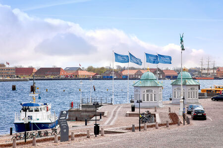 DENMARK, COPENHAGEN - May 02.2013: Royal pavilions ashore channel in cityのeditorial素材