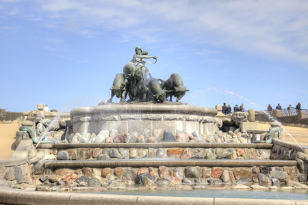 DENMARK, COPENHAGEN - May 02.2013: Sculptural composition of the fountain depicts the Scandinavian fertility goddess Gefion with four bullsのeditorial素材