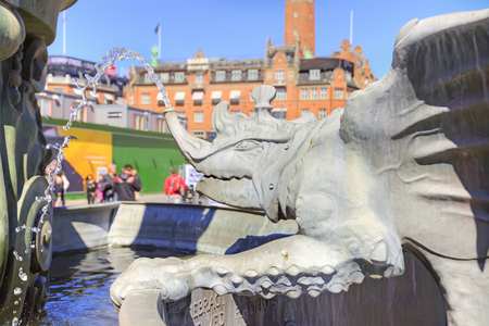 DENMARK, COPENHAGEN - May 02.2013: Town Hall Square. Dragon fountain Bull tearing dragon
のeditorial素材