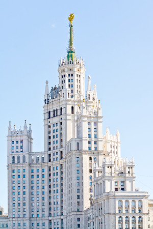 Facade of skyscrape buildings, the famous Stalin height. Seven Sisters. Moscowのeditorial素材