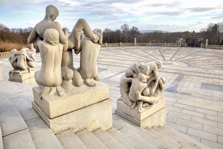 NORWAY, OSLO â April 29.2013: Enormous amount of sculptures and sculptural groups of author Gusava Vigeland in Frogner parkのeditorial素材