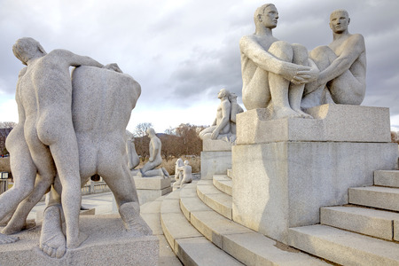NORWAY, OSLO â April 29.2013: Enormous amount of sculptures and sculptural groups of author Gusava Vigeland in Frogner parkのeditorial素材