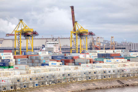 RUSSIA, SAINT PETERSBURG - April 27.2013: Industrial zone of city, municipal port and infrastructureのeditorial素材