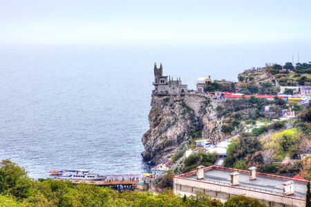 RUSSIA, CRIMEA - May 09.2009: Famous ancient restaurant the Swallow's nest on the coast of the Black seaのeditorial素材