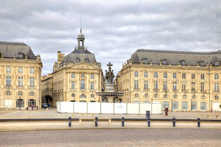 FRANCE, BORDEAUX - May 01. 2014: Facades of houses on the embankment of the river Garonneのeditorial素材