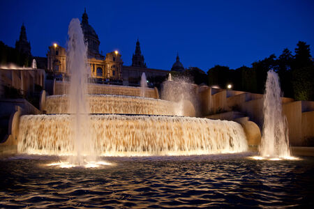 SPAIN, BARCELONA - May 5.2014: View of the singing fountains of Montjuic, landmark of the cityのeditorial素材