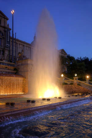 SPAIN, BARCELONA - May 5.2014: View of the singing fountains of Montjuic, landmark of the cityのeditorial素材