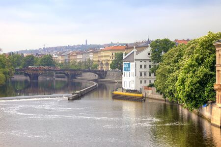 CZECH REPUBLIC, PRAGUE - April 28.2014: Urban landscape. View of the Vltava Riverのeditorial素材