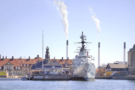 DENMARK, COPENHAGEN - May 03.2013: Former Danish frigate of HDMS Peder Skram F352. Ship is a museumのeditorial素材