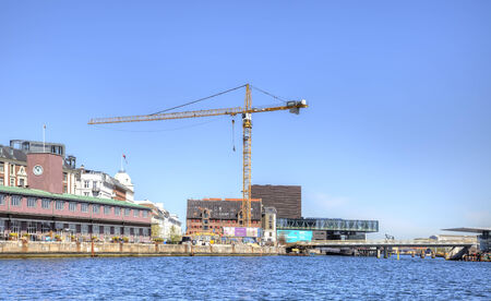 DENMARK, COPENHAGEN - May 03.2013: Picturesque shores along channels in city Copenhagenのeditorial素材