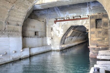  Tunnel on territory of former military dock on repair of atomic submarine boatsの写真素材