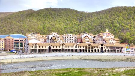 SOCHI, KRASNAYA POLYANA, RUSSIA - April 29.2015: Settlement of municipal type  Krasnaya Polyana and...