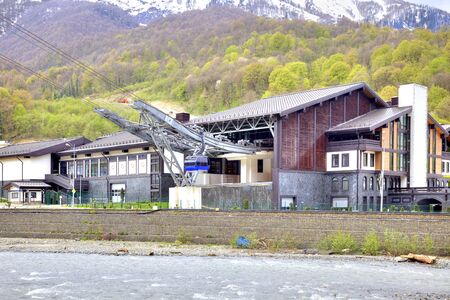 SOCHI, KRASNAYA POLYANA, RUSSIA - April 29.2015: Settlement of municipal type  Krasnaya Polyana and...