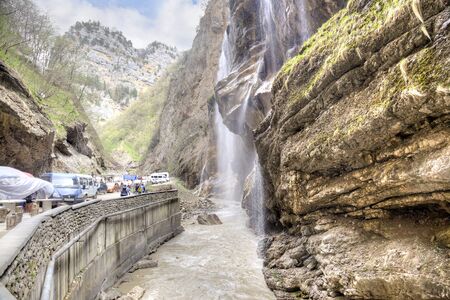CAUCASUS, RUSSIA - May 02.2015: Cascade of waterfalls in Chegem  canyonのeditorial素材