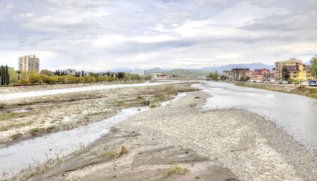 SOCHI, ADLER, RUSSIA - April 28.2015: Mountain river Mzymta in city Adlerのeditorial素材