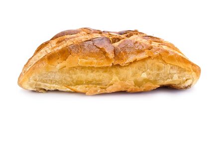 Layered bun with cheese isolated on white backgroundの写真素材