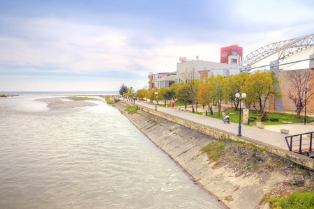 SOCHI, ADLER, RUSSIA - April 28.2015: Mountain river Mzymta in city Adlerのeditorial素材