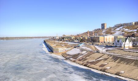 NIZHNY NOVGOROD, RUSSIA - March 14.2015: View of the city  and Volga Riverのeditorial素材