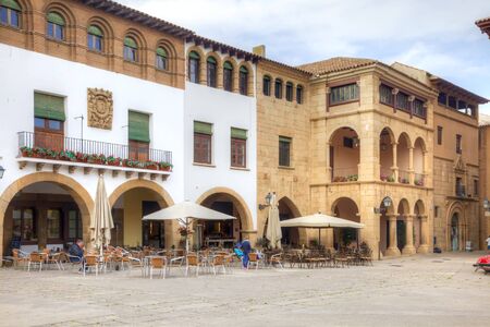 BARCELONA, SPAIN - May 5.2014: Territory of unique architectural complex Poble Espanyol the Spanish village, where the copies of the known and beautiful houses of country housesのeditorial素材