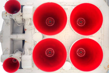 MOSCOW. RUSSIA - May 27.2014: Spaceship Vostok. A rocket nozzle engine closeupのeditorial素材