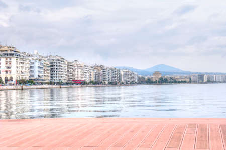 THESSALONIKI, GREECE â March 16.2016: View  on the embankment of city from the side of the Aegean Seaのeditorial素材